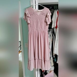 Smocked mauve pink size large dress cottagecore
